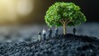 © kinara art design - Miniature figures stand by a tree on soil, symbolizing growth and collaboration.