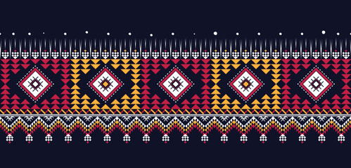 Geometric ethnic oriental pattern african fabric ornamental traditional Design for background,carpet,wallpaper,clothing,wrapping,Batik,fabric or silk fabric,Vector illustration embroidery style.