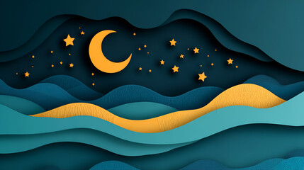 Wall Mural - Night Sky Paper Cutout Background - Abstract Design