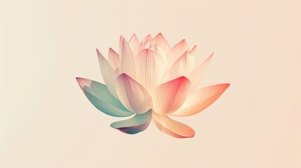 Poster - Design a minimalist image featuring a lotus flower with clean lines and subtle color gradients, set against a simple, serene background to emphasize its elegance