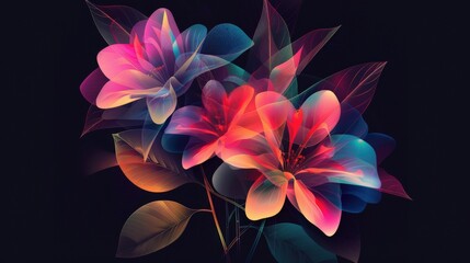 Poster - Design a modern bouquet icon with abstract, geometric flowers.