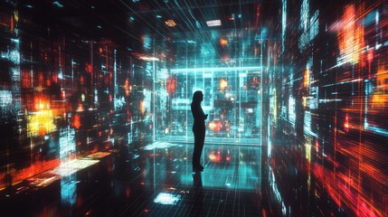 Wall Mural - Silhouette in a Digital Matrix