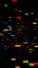 Aufkleber - Neon Year Numbers in Motion on a Black Background