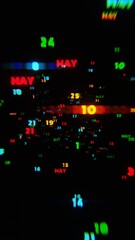 Poster - MAY Calendar Dates in Vibrant Neon Colors on Dark Background