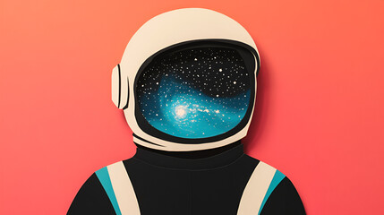 Wall Mural - Space-Themed Astronaut Illustration with Galaxy in Helmet. Perfect for Your Space-Themed Projects.