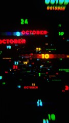 Aufkleber - Abstract digital art with glowing text representing the month of October in striking neon colors on a dark background