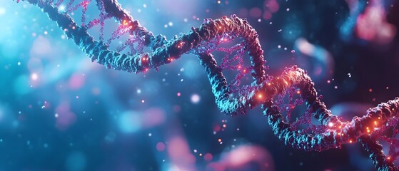 Poster - Genetic Analysis of Microscopic Anatomy Using Advanced Microscopy Techniques Exploring DNA Interactions and Intricate Cellular Structures in a Futuristic Conceptual