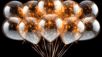 Canvas Print - A cluster of transparent balloons filled with sparkling lights.