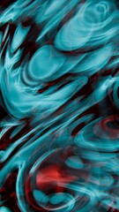 Sticker - Abstract Fluid Light Patterns in Cyan and Red