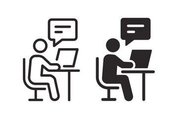 Poster - online communication icons on white background. vector illustration.