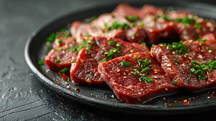 Wall Mural - Yakiniku-style image featuring beef stomach (Mino), ideal for highlighting dishes with available copy space for branding.