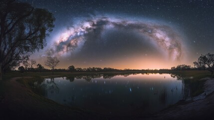 Poster - Milky Way Arcing Over a Still Lake at Night