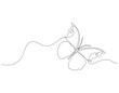 © Zuistudio - Continuous line drawing of butterfly. Single line illustration of butterfly flying. Flying animal concept. Editable outline