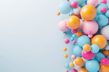 Poster - A vibrant 3D design of overlapping spheres in bold, contrasting colors, leaving significant copy space on the right for text or graphics
