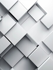Poster - A sophisticated 3D grid of diamond shapes in shades of grey, offering a subtle and elegant backdrop with ample copy space at the top