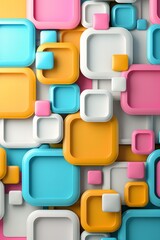 Poster - a dynamic 3d pattern of interlocking circles and squares in vibrant colors, with significant copy sp