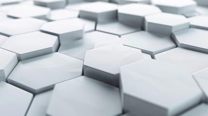 Poster - A minimalist 3D background with a pattern of hexagonal prisms in monochrome shades, providing a sleek and modern aesthetic with copy space in the center