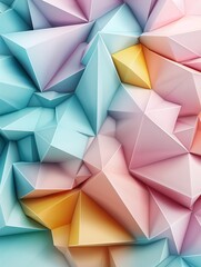 Poster - A dynamic 3D pattern of interconnected polygons in bright, contrasting hues, creating a vibrant and playful look with copy space at the top
