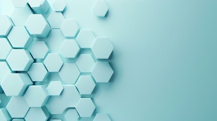 Poster - A sleek geometric 3D background featuring interlocking hexagons in various shades of blue, with ample copy space in the center for text or design elements