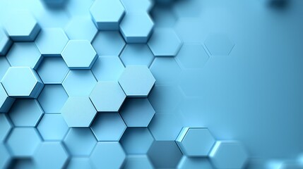 Poster - A sleek geometric 3D background featuring interlocking hexagons in various shades of blue, with ample copy space in the center for text or design elements
