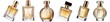 © Png - Video - Photo - A collection of luxury perfume bottles in various shapes cut out transparent isolated on white background PNG