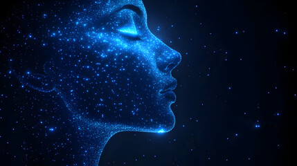 Wall Mural - A profile of a face made of glowing stars and cosmic elements.