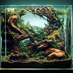 Poster - stunning-aquascaped-with-wooden-decor