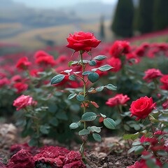 Canvas Print - red-rose-plant-landscape-background