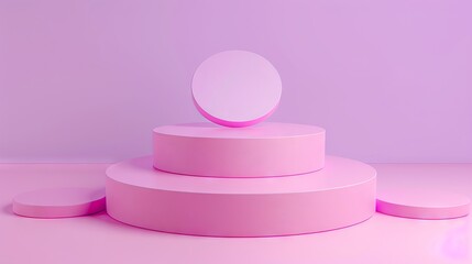 Poster - Soft pink and purple circular structures create a calming and stylish focal point in a contemporary artistic environment