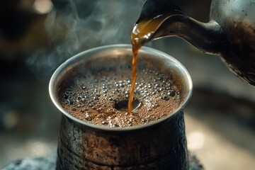 Wall Mural - Coffee Poured into Pot