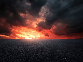 Sticker - Sunset over ocean with dark clouds