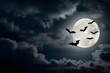© Ananto - Dramatic Halloween sky with full moon and bats silhouette