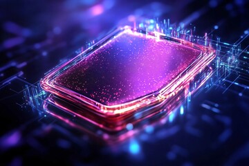Poster - Abstract digital artwork featuring a glowing smartphone against a vibrant background, representing technology and innovation.