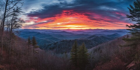 Canvas Print - Sunset Over Mountains