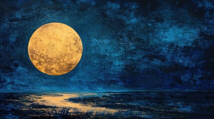 Wall Mural - full moon over water