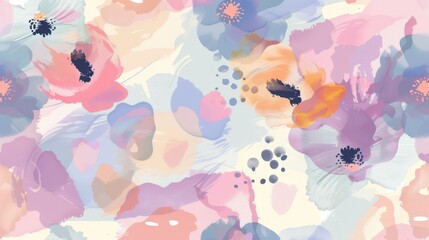 Wall Mural - A colorful floral pattern with a light blue background