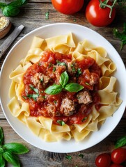 Canvas Print - Pasta with Meatballs and Tomato Sauce