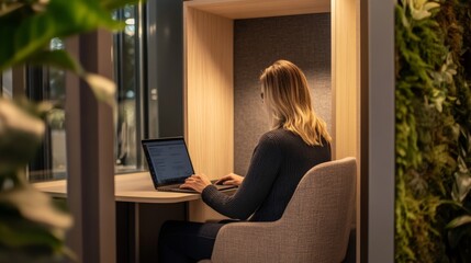 Wall Mural - Woman Working in a Modern Office.