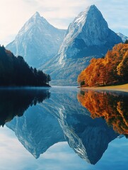 Wall Mural - Mountain landscape with lake