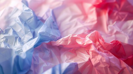 Aufkleber - Colorful crumpled paper features rich reds and blues, showcased with a gentle blur in the background that enhances the texture and depth