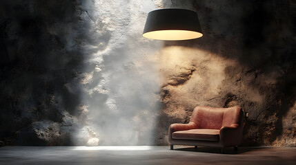 Cozy interior with a modern lamp and a stylish sofa.