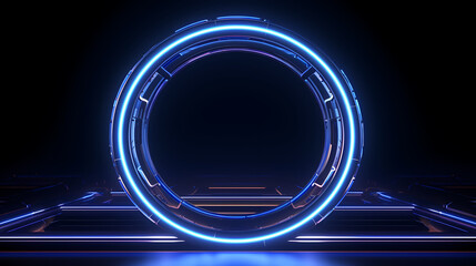 Sticker - Blue neon frame background