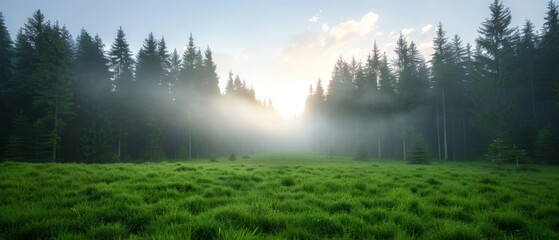 Wall Mural - grasses short and tall Background trees loom large