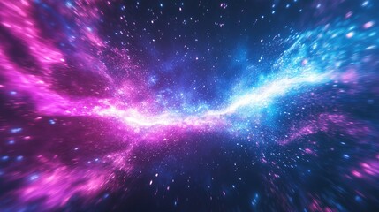 Poster - Spaceship flying at the speed of light in a colorful nebula