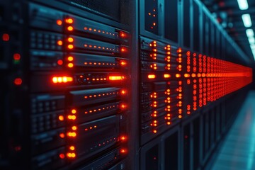 Aufkleber - Server rack blinking in data center with colorful lights