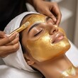 © RamvijayB - Indian Woman Receiving Gold Facial in Modern Salon generative ai