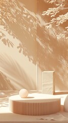 Poster - A tranquil arrangement of soft geometric forms and shadows evokes a peaceful, abstract ambiance in this minimalistic space