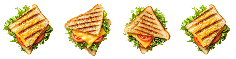 Canvas Print -  set of A toasted sandwich with cheese, tomato, and lettuce on a transparent background