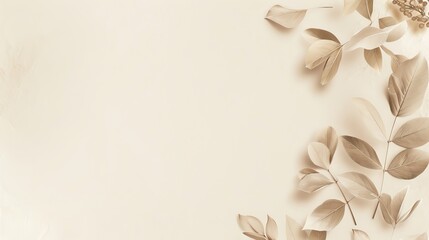 Aufkleber - A soft beige background adorned with delicate, subtle leaf patterns, perfect for invitations or artistic presentations
