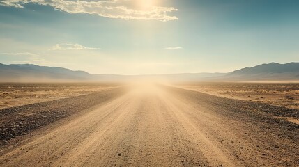 Wall Mural - A dusty desert road stretching into the horizon 